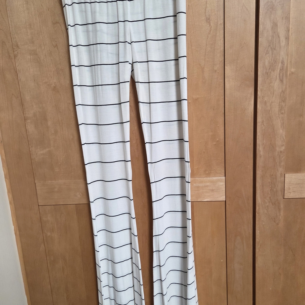 Rip Curl White and Black Striped Flare Pants